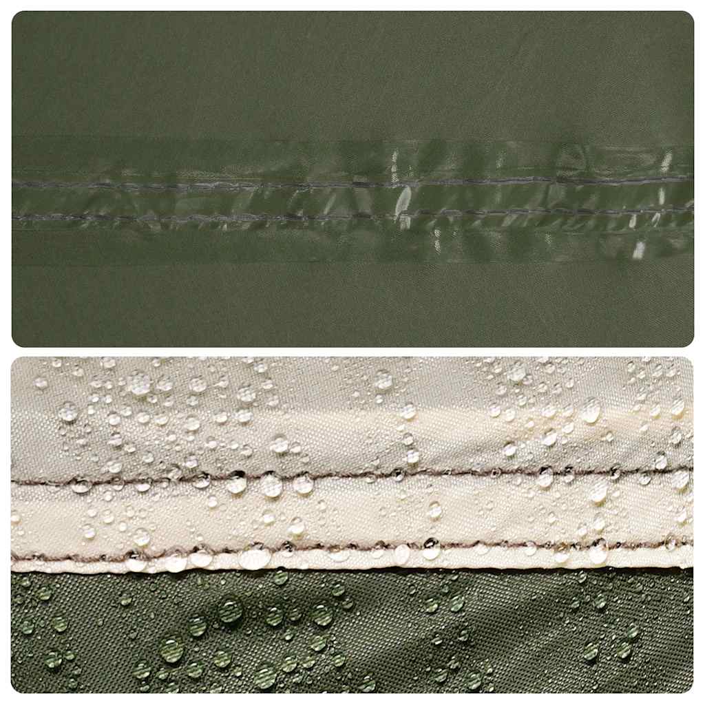 Detail van de getapete naden en waterdruppels op de vidaXL koepeltent.