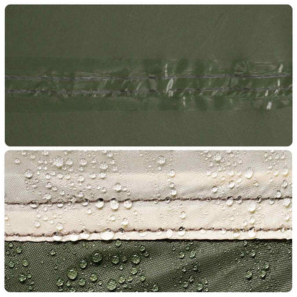 Detail van de getapete naden en waterdruppels op de vidaXL koepeltent.