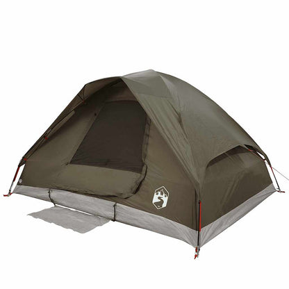 Detail van de vidaXL koepeltent in bruin, met open ingang en waterdichte afwerking.