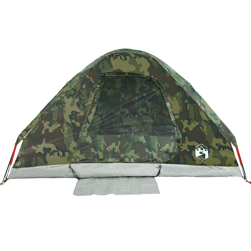 Detail van de vidaXL koepeltent met camouflageprint en waterdichte ingang.