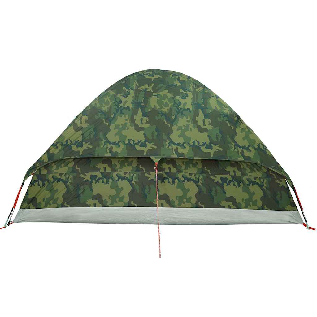 Detail van de vidaXL koepeltent in camouflage, zijaanzicht met waterdichte stof.