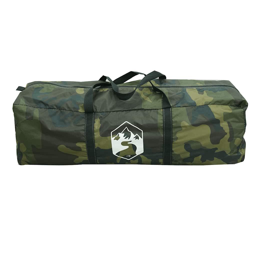 Camouflage draagtas voor de vidaXL 6-persoons koepeltent met handvatten.