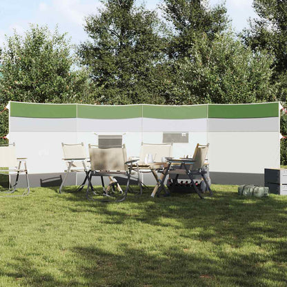 Groen vidaXL windscherm van 510x153 cm, opgesteld op een grasveld met campingstoelen.