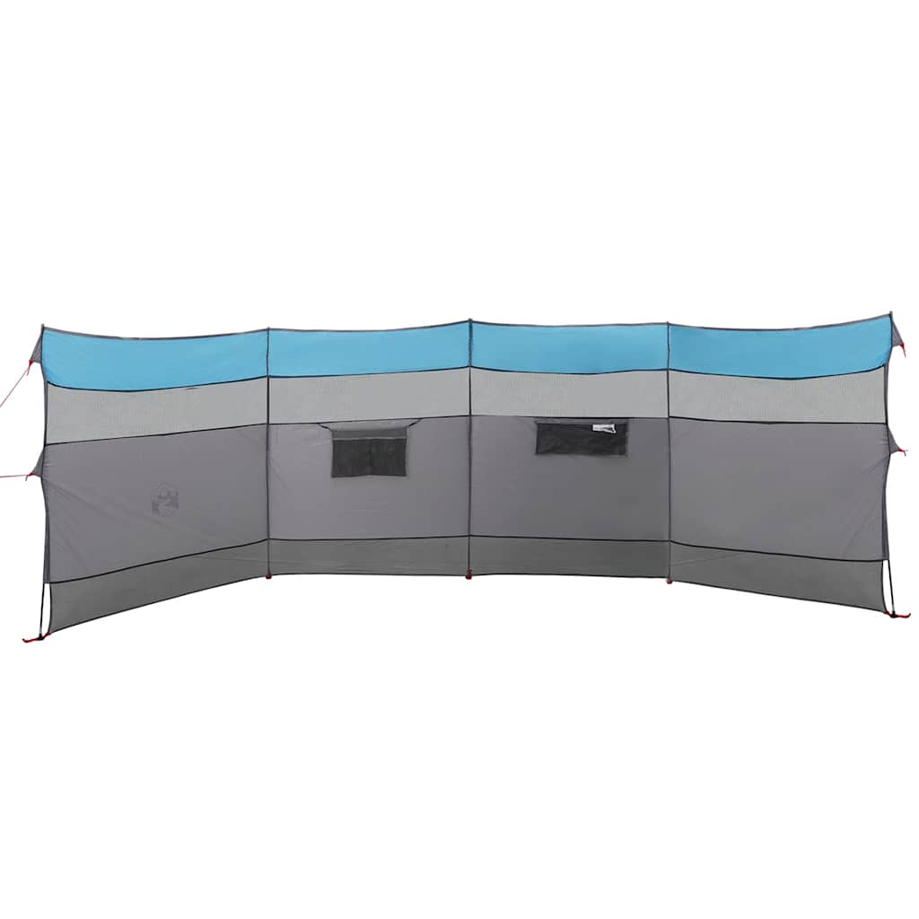 Detail van het vidaXL windscherm in blauw met doorzichtige vensters en lichtgewicht ontwerp.