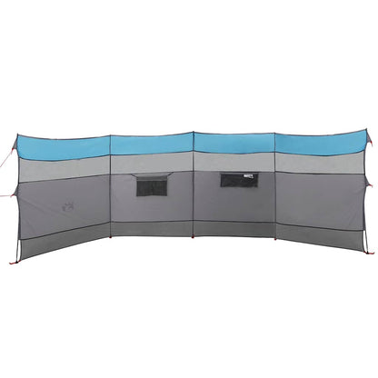 Detail van het vidaXL windscherm in blauw met doorzichtige vensters en lichtgewicht ontwerp.