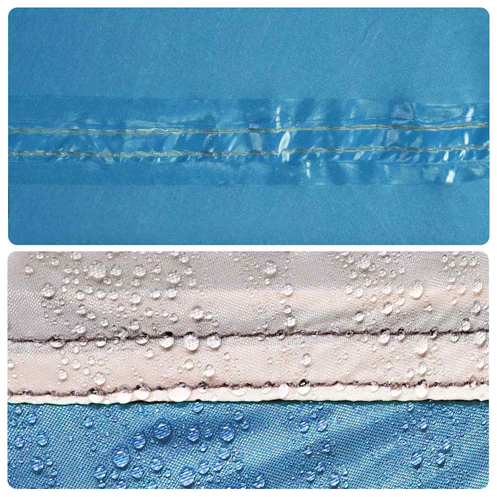 Detail van de waterdichte stof en naden van het vidaXL windscherm in blauw.