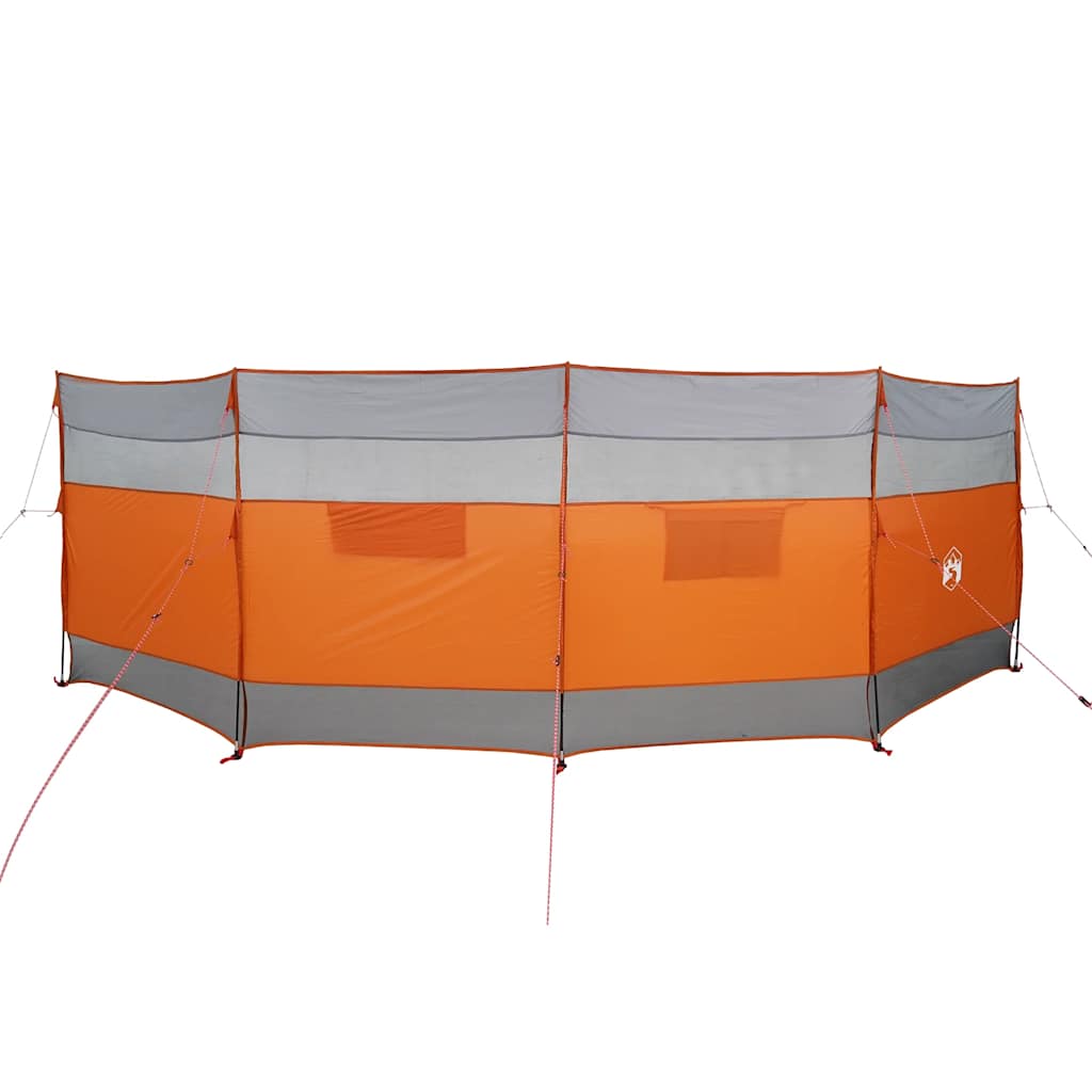 Detail van het vidaXL windscherm in grijs en oranje, met zichtbare zijpanelen en verankering.