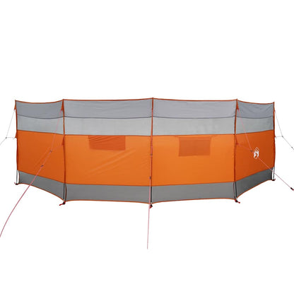 Detail van het vidaXL windscherm in grijs en oranje, met zichtbare zijpanelen en verankering.