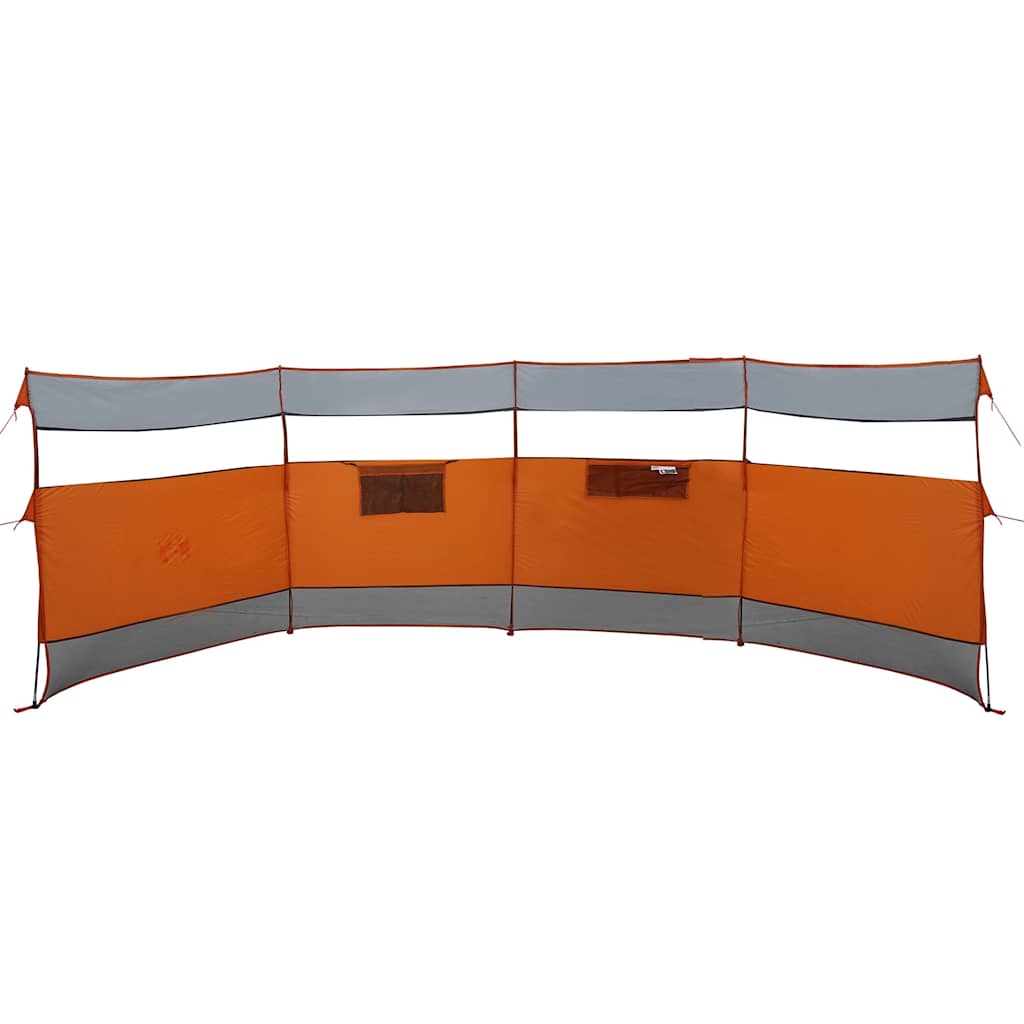 Detail van het vidaXL windscherm in grijs en oranje met opbergvak en zijaanzicht.