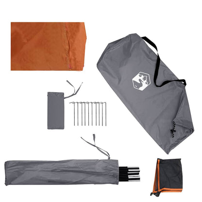 Detail van de grijze en oranje onderdelen van het vidaXL windscherm met accessoires.