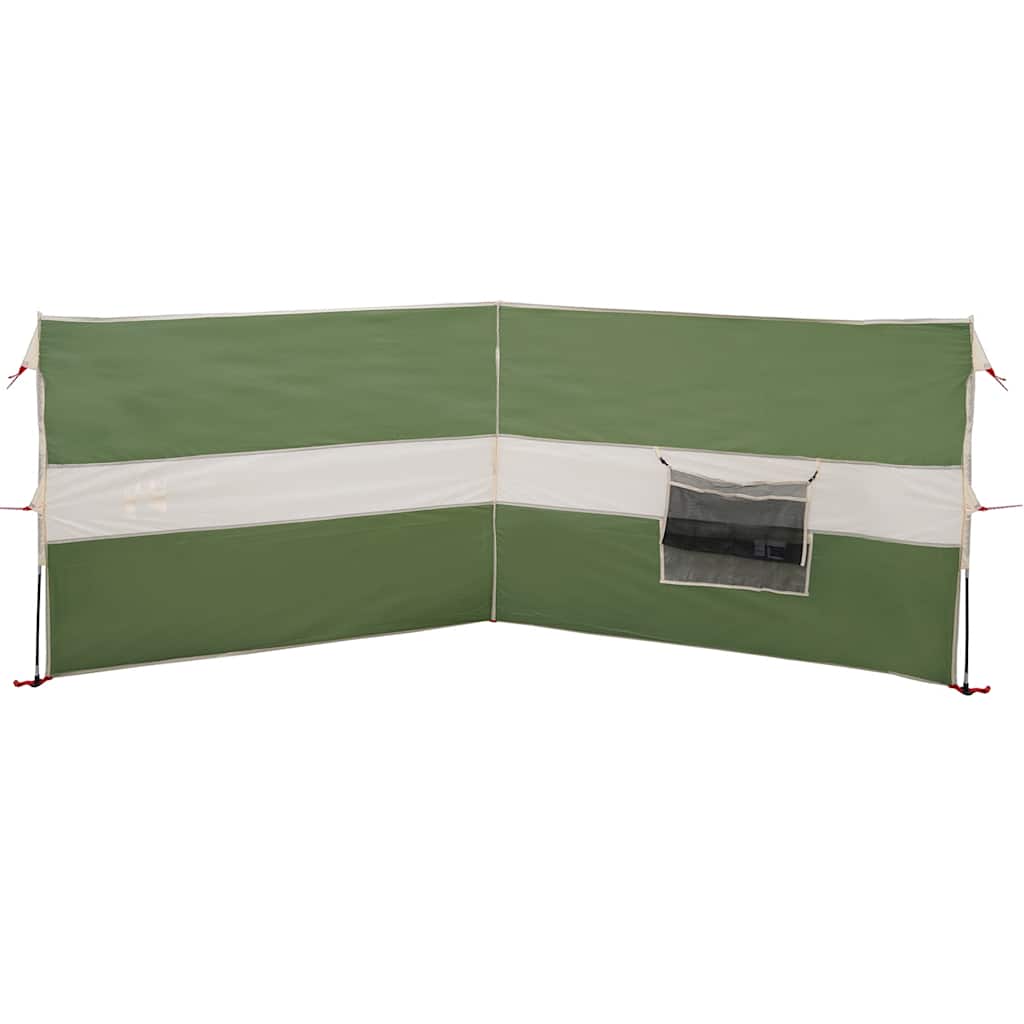 Detail van het vidaXL windscherm in groen met een venster en stevige bevestigingen.