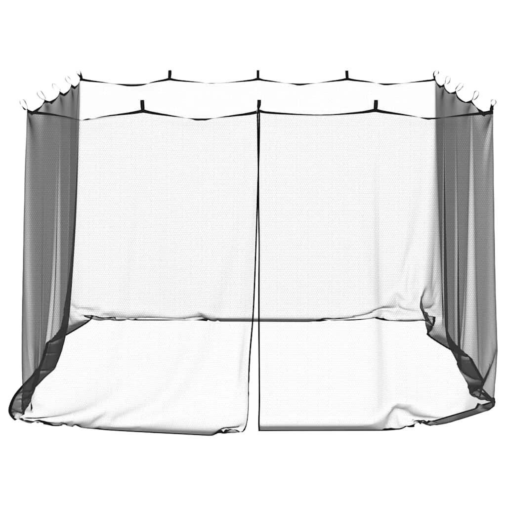 Detail van de vidaXL klamboe in zwart polyester met openingen voor ventilatie.