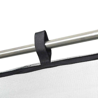 Detail van de bevestigingslus van de vidaXL klamboe voor buiten, zwart polyester.