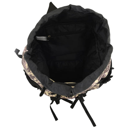 Detail van de open bovenkant van de vidaXL 80 L camouflage rugzak met opbergruimte.