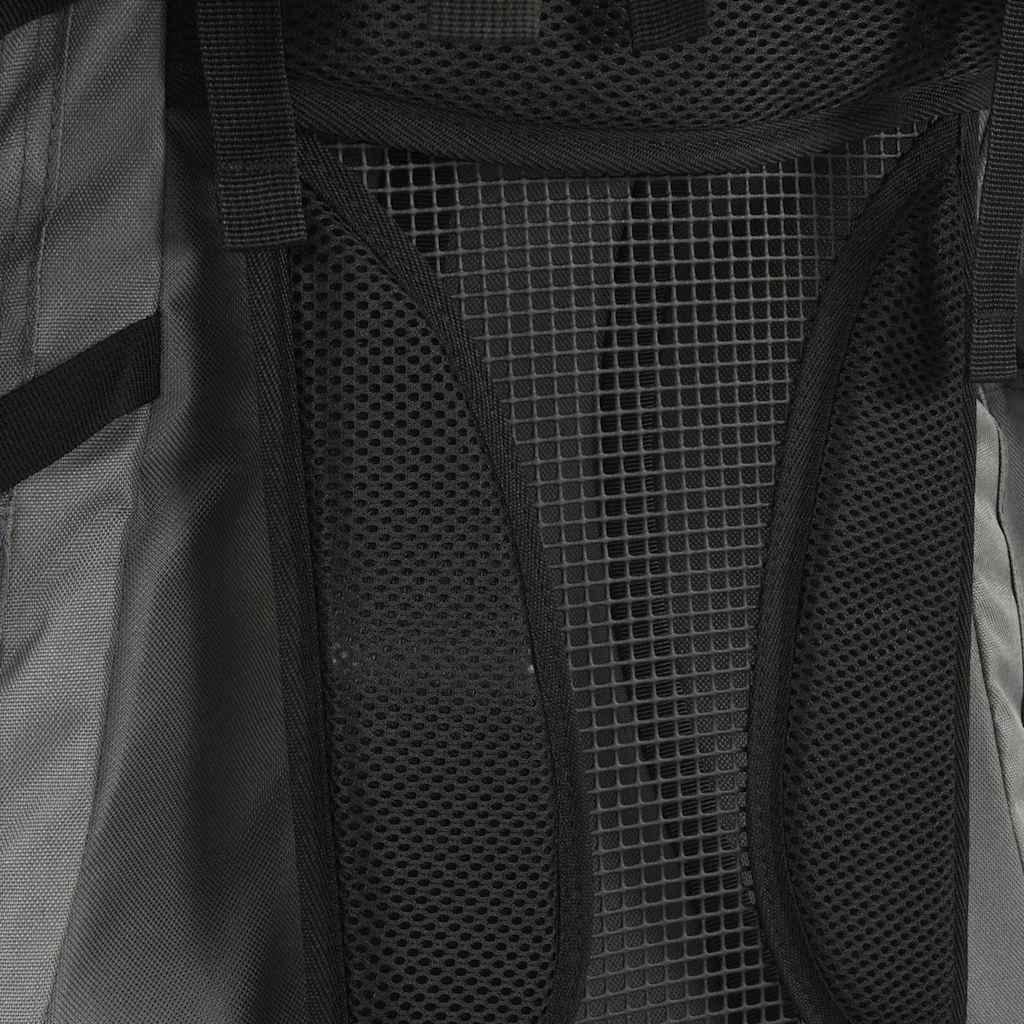Detail van het ademende mesh achterpaneel van de vidaXL 100 L wandelrugzak.