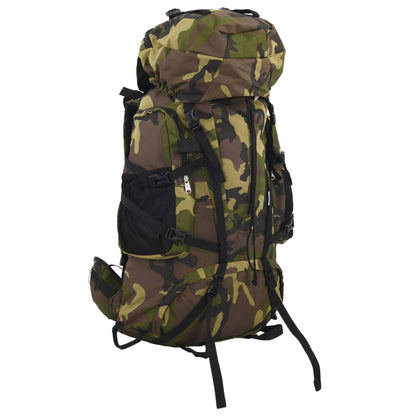 Wandelrugzak vidaXL 100 L in camouflage, zijaanzicht met verstelbare banden.