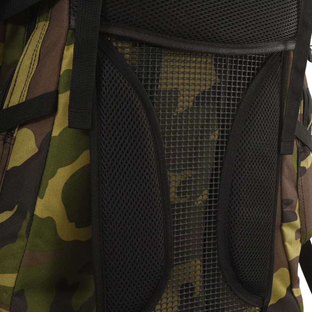 Detail van de ademende mesh achterkant van de vidaXL camouflage wandelrugzak.