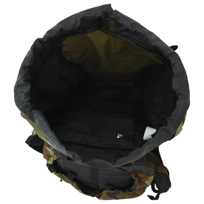Detail van de ruime binnenkant van de vidaXL 100 L camouflage wandelrugzak.