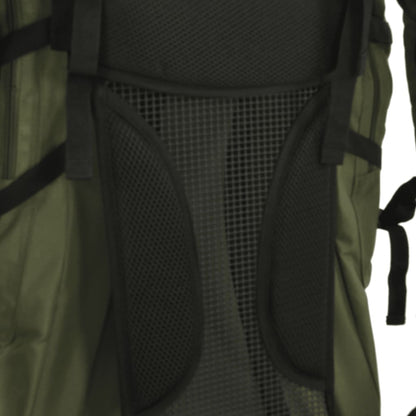 Detail van het ademende mesh-paneel aan de achterkant van de vidaXL 100 L wandelrugzak.
