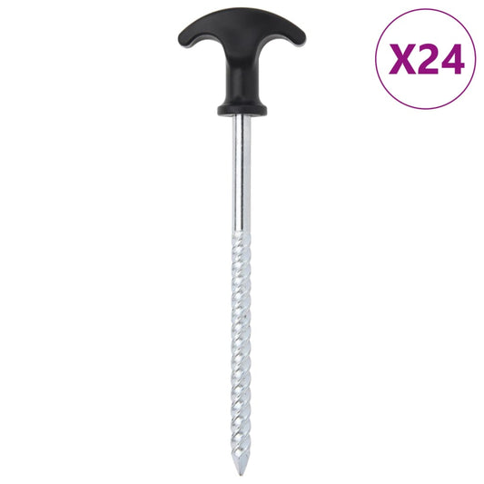 vidaXL tentharing van 17 cm met T-vormig handvat, gegalvaniseerd staal, set van 24 stuks