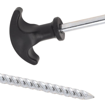 Detail van de T-vormige top en schroefdraad van de vidaXL gegalvaniseerde tentharing.