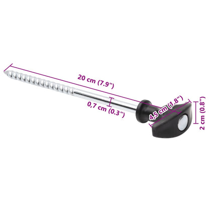 Detail van de vidaXL tentharing met schroefdraad en T-vormige top, 20 cm lang.