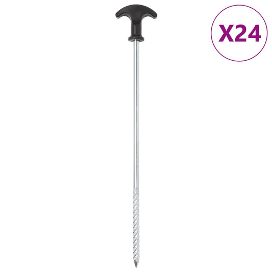 T-vormige vidaXL tentharingen van gegalvaniseerd staal, 24 stuks van 30 cm.