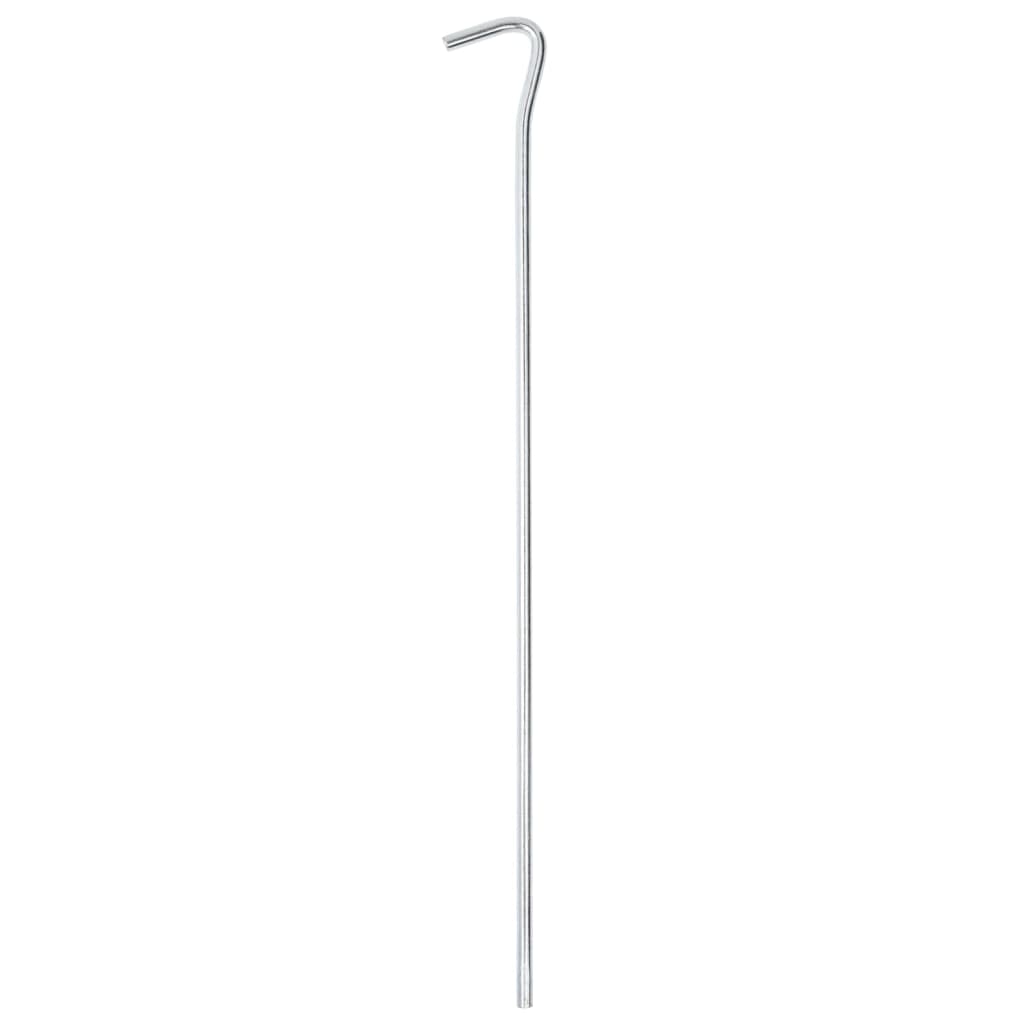 Detail van een gegalvaniseerde vidaXL tentharing van 30 cm met een haakvormige bovenkant.