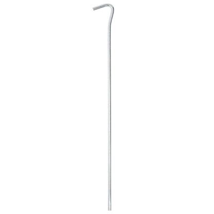 Detail van een gegalvaniseerde vidaXL tentharing van 30 cm met een haakvormige bovenkant.