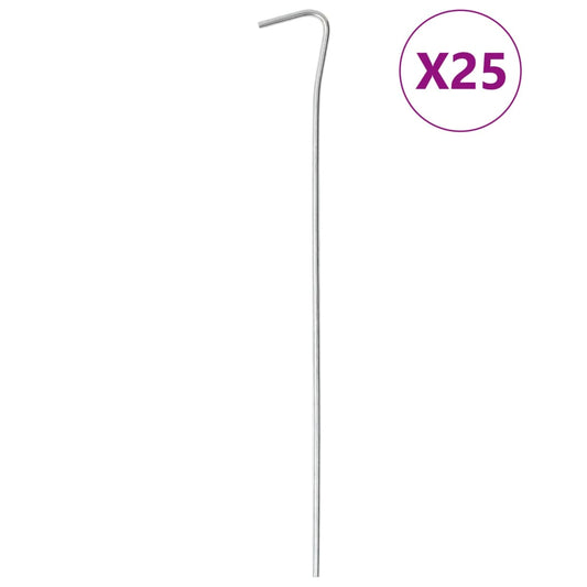 Gegalvaniseerde vidaXL tentharingen van 25 stuks, 3 mm dik en 23 cm lang.