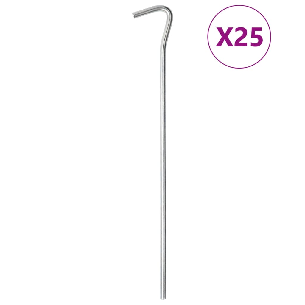 Gegalvaniseerde vidaXL tentharingen van 25 stuks, 23 cm lang en Ø5 mm.