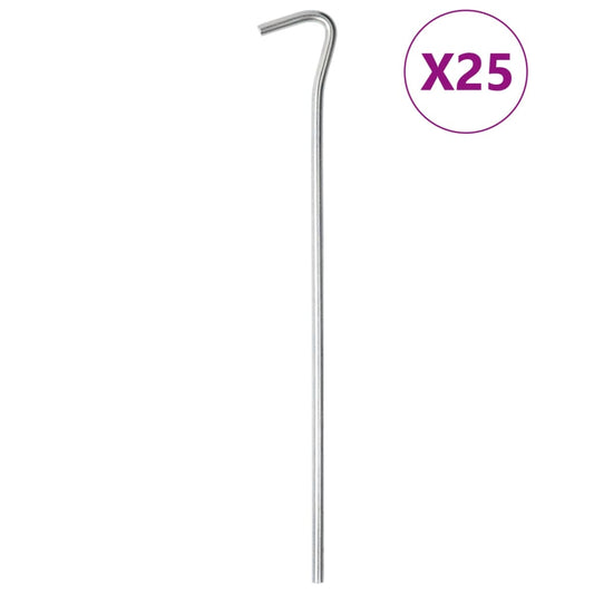 Gegalvaniseerde vidaXL tentharingen van 25 stuks, 23 cm lang en Ø5 mm.