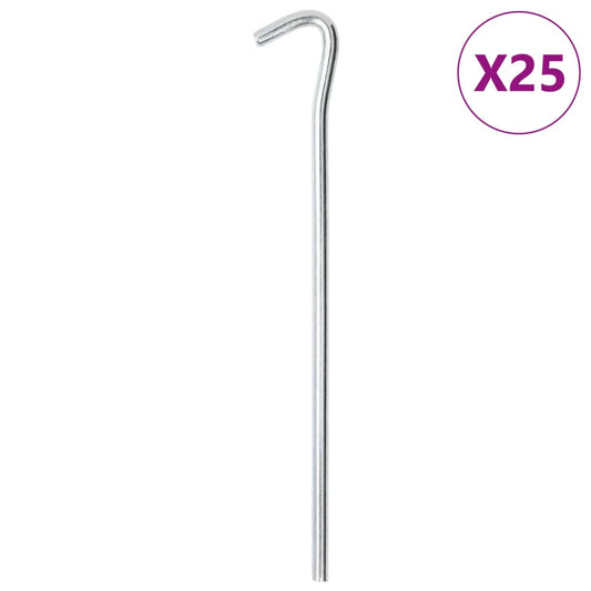 Gegalvaniseerde vidaXL tentharing Ø7 mm met haak, set van 25 stuks.