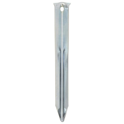 Detail van een gegalvaniseerde vidaXL tentharing van 20 mm met puntig uiteinde.
