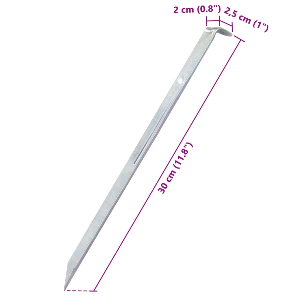 Detail van de vidaXL tentharing met puntig uiteinde en bevestigingsgat, zijaanzicht.