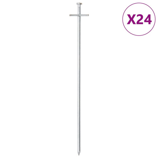 Gegalvaniseerde vidaXL tentharing van 6 mm, 29,5 cm lang, in een set van 24.