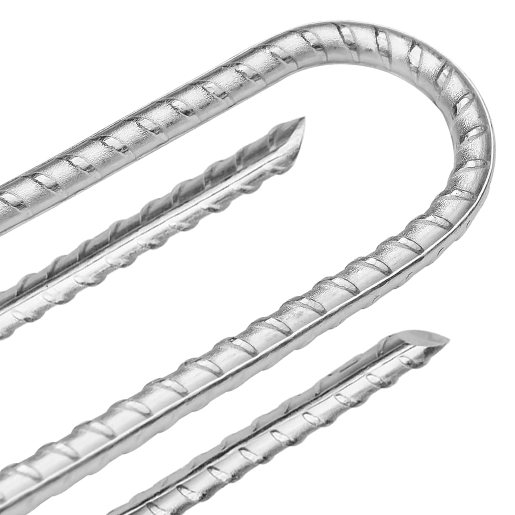 Detail van de U-vormige vidaXL tentharing met gegalvaniseerd staal en ribbelstructuur.
