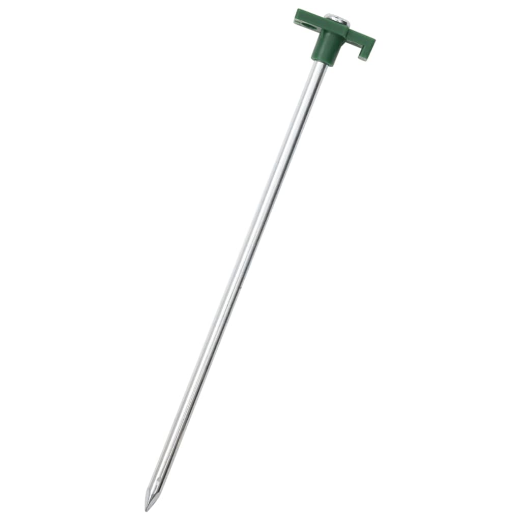 Detail van de vidaXL tentharings met groene handgreep en gegalvaniseerd stalen punt.