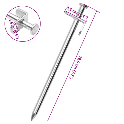 Detail van de vidaXL tentharing met haak en oog, gegalvaniseerd staal, 19,5 cm lang.