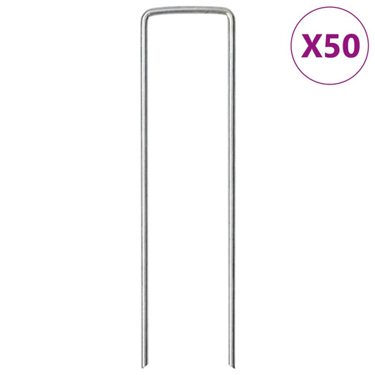 vidaXL Grondharingen 50 st U-vormig 15x3,5 cm gegalvaniseerd staal
