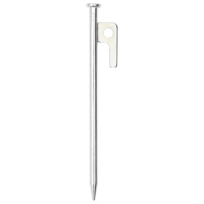 Detail van een gegalvaniseerde vidaXL tentharing van 20 cm met scherpe punt.