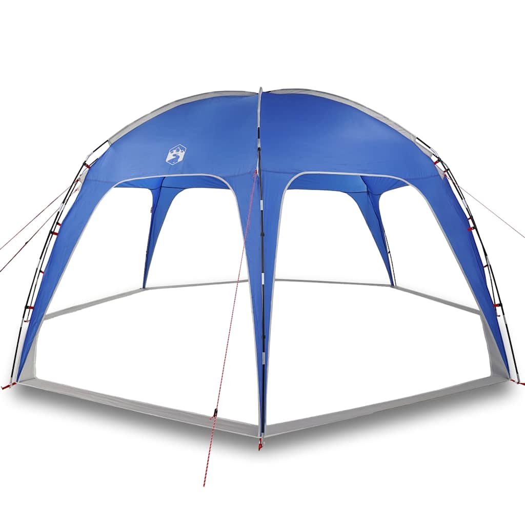 Zijaanzicht van de azuurblauwe vidaXL partytent met windbestendig ontwerp.