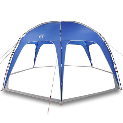 Zijaanzicht van de azuurblauwe vidaXL partytent met windbestendig ontwerp.