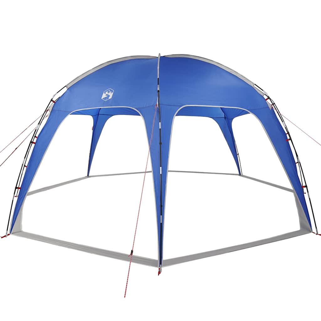 Detail van de azuurblauwe vidaXL partytent met windbestendig ontwerp en flexibele stokken.