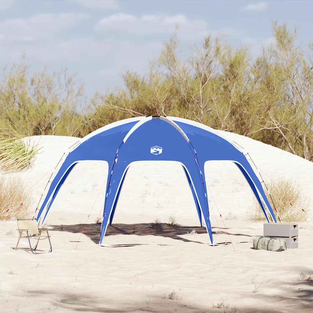 Zijaanzicht van de azuurblauwe vidaXL partytent, perfect voor buitengebruik.