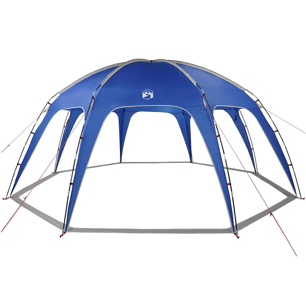 Detail van de azuurblauwe vidaXL partytent met windbestendig ontwerp en flexibele stokken.