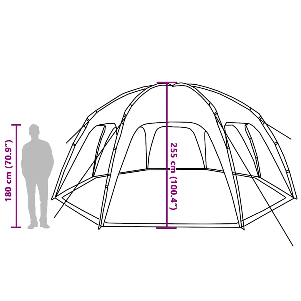 Zijaanzicht van de vidaXL partytent met afmetingen en hoogte van 255 cm.