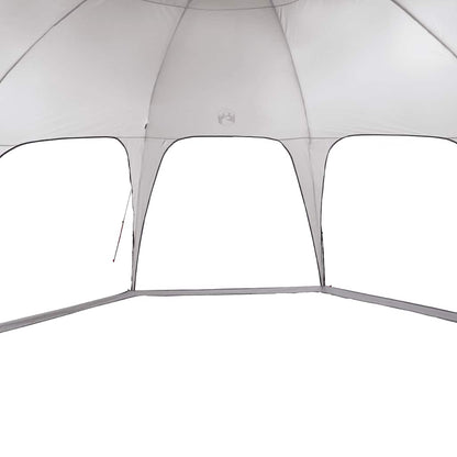 Detail van de grijze vidaXL partytent met open zijwanden voor optimale ventilatie.