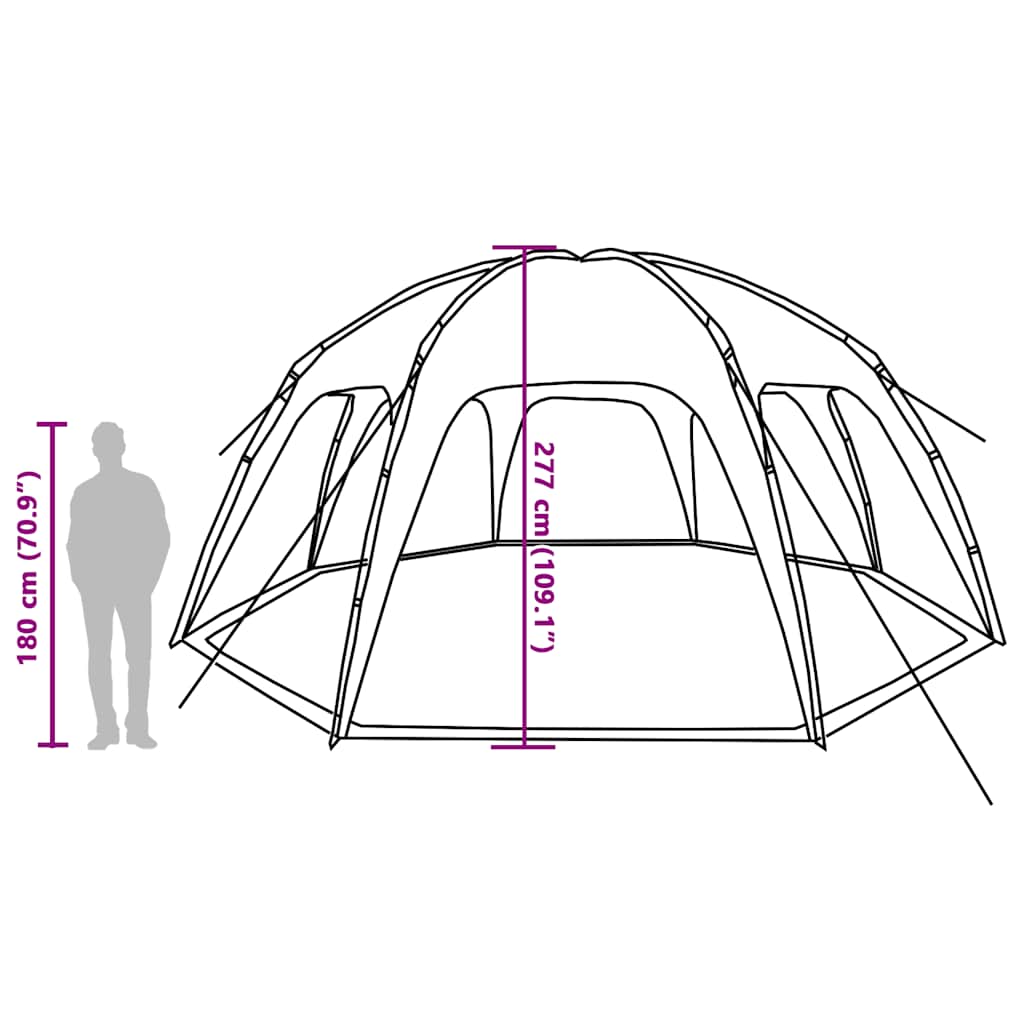 Detail van de vidaXL partytent met afmetingen en zijaanzicht van de tent.