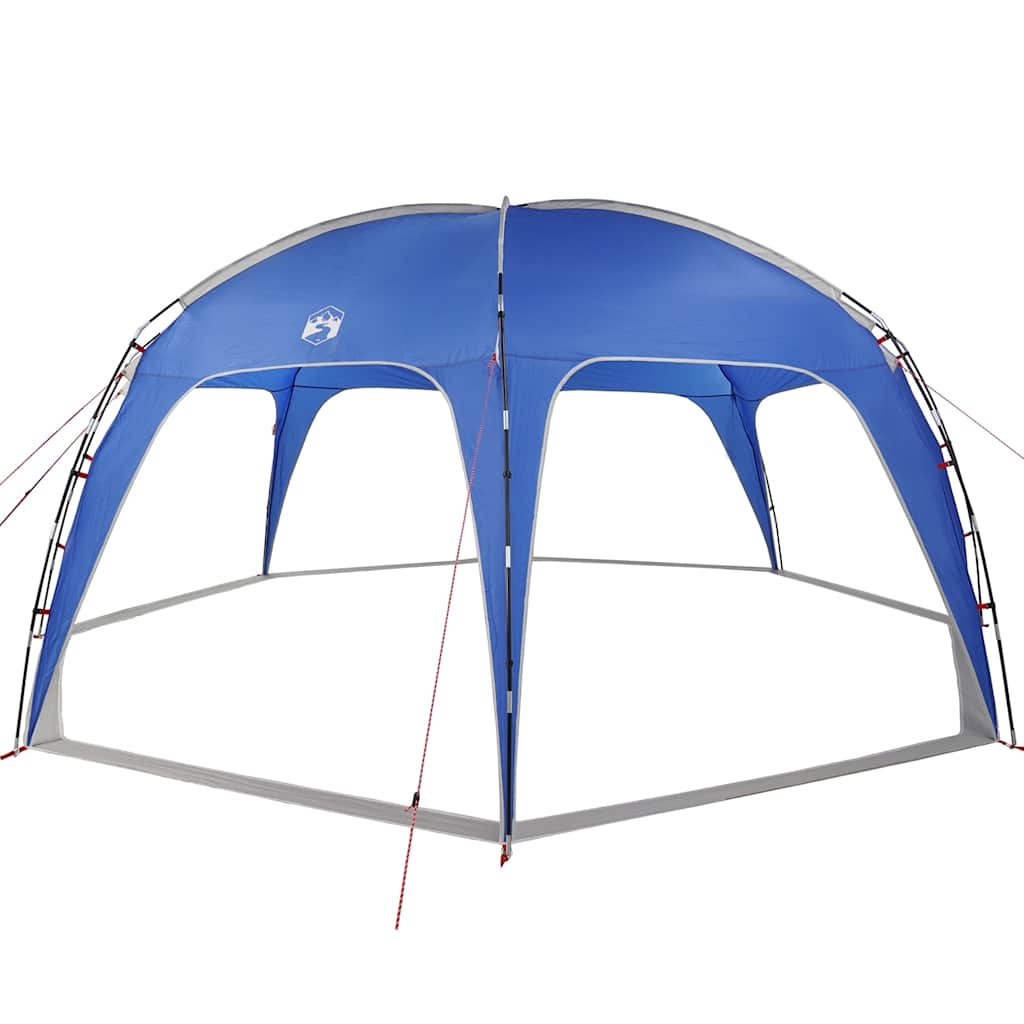 Detail van de azuurblauwe vidaXL partytent met waterdichte constructie en flexibele stokken.